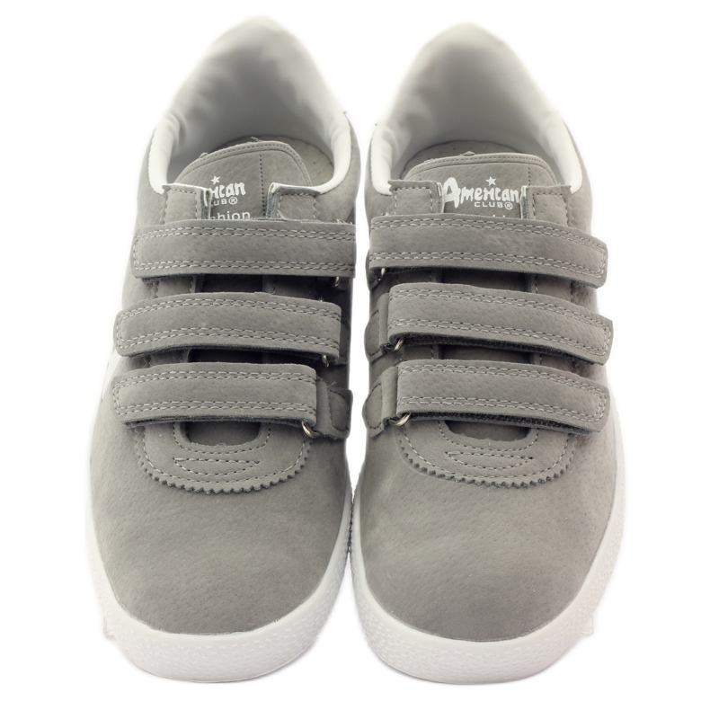 American Club Intarsio sportivo in pelle americana grigio bianco 4