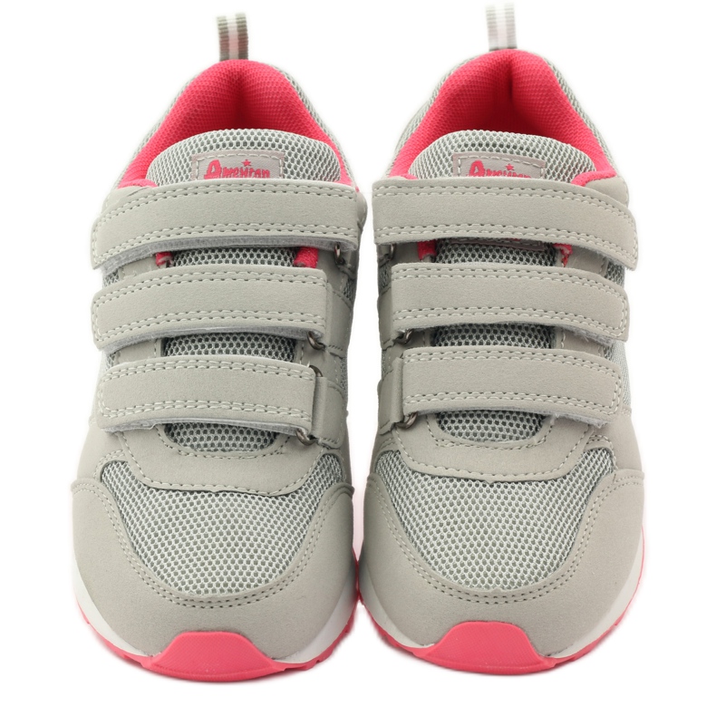 American Club Scarpe sportive americane 9 con inserto in pelle rosa grigio 4