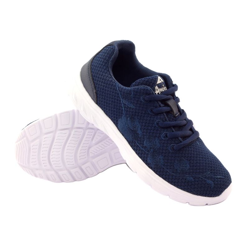 American Club Scarpe sportive con sottopiede in pelle, colore blu navy 3