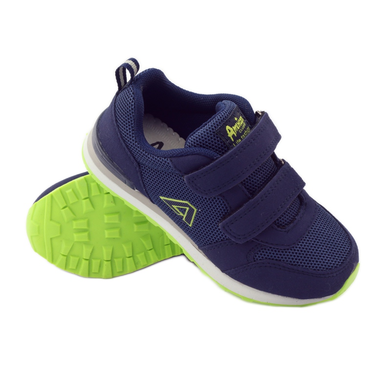 American Club Scarpe sportive con sottopiede in pelle americana blu navy verde 3