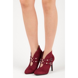 Cm Paris Stivali bordeaux con fibbie rosso 2