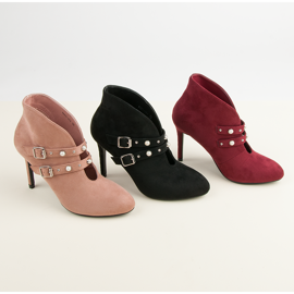 Cm Paris Stivali bordeaux con fibbie rosso 1
