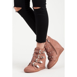 Bestelle Sneakers in camoscio con fibbie rosa 1