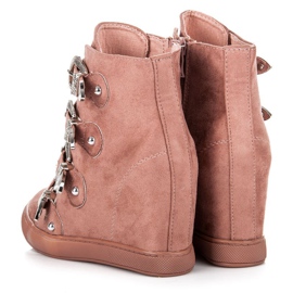 Bestelle Sneakers in camoscio con fibbie rosa 2