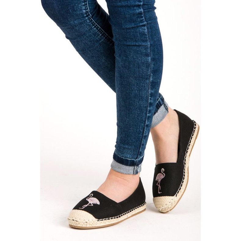 Bestelle Espadrillas nere con fenicottero nero 2