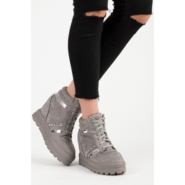 Bestelle Sneakers con plateau grigio 2