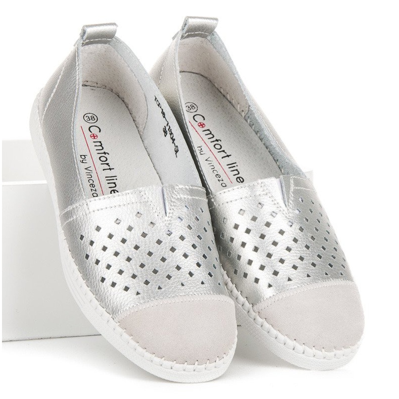 Slip on VINCEZA in pelle grigio 1