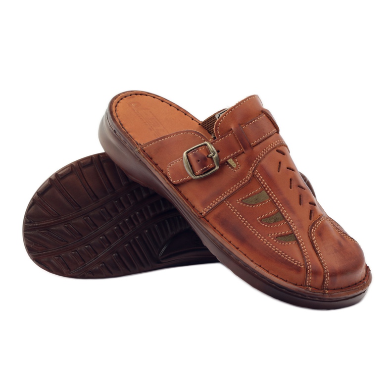 Pantofole Naszbut in pelle 045 marrone 3