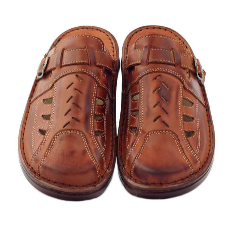 Pantofole Naszbut in pelle 045 marrone 4