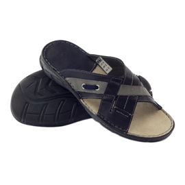 Ciabatte in pelle da uomo Naszbut 055, blu navy 3