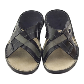 Ciabatte in pelle da uomo Naszbut 055, blu navy 4