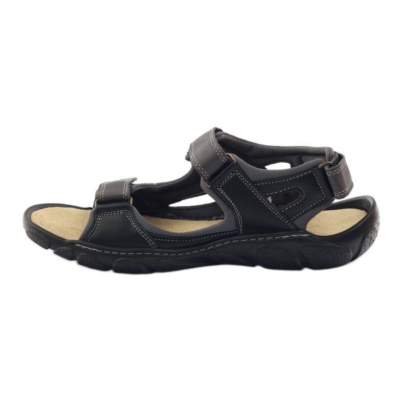 Naszbut 043 sandali in pelle con velcro nero grigio 2