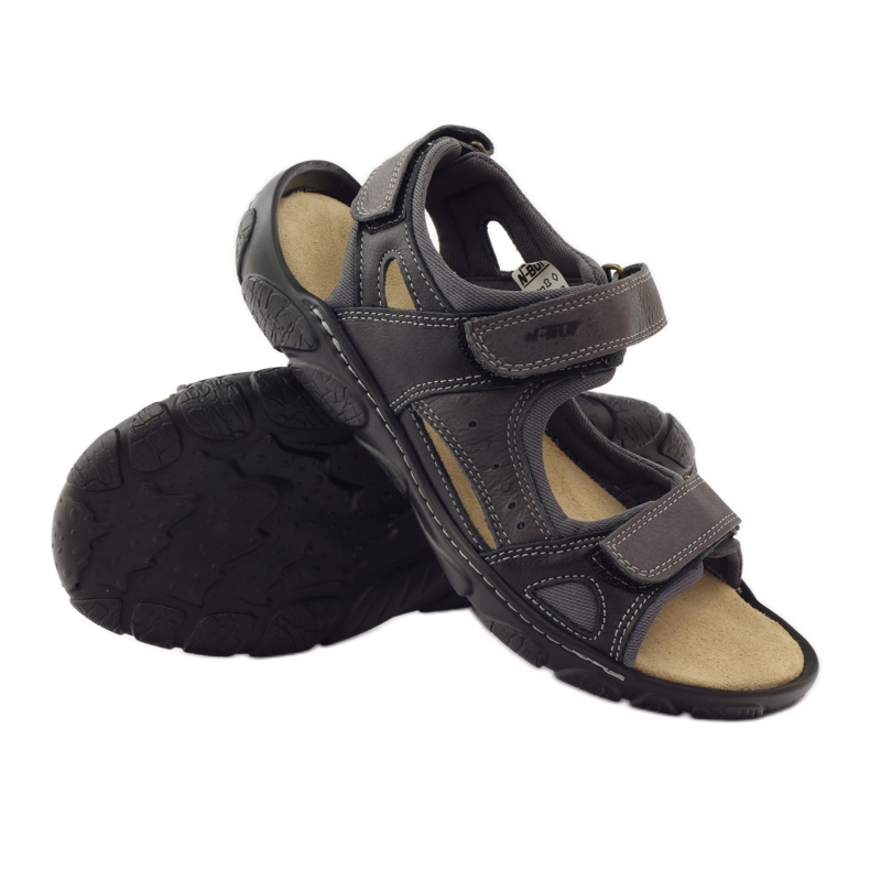 Naszbut 043 sandali in pelle con velcro nero grigio 3