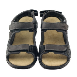 Naszbut 043 sandali in pelle con velcro nero grigio 4
