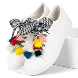 Ideal Shoes Sneakers bianche con frange bianco 1