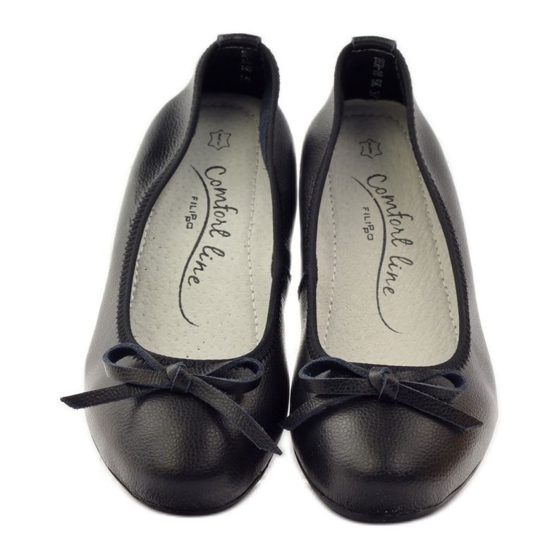 Ballerine in pelle con fiocco Filippo 038 nero 4