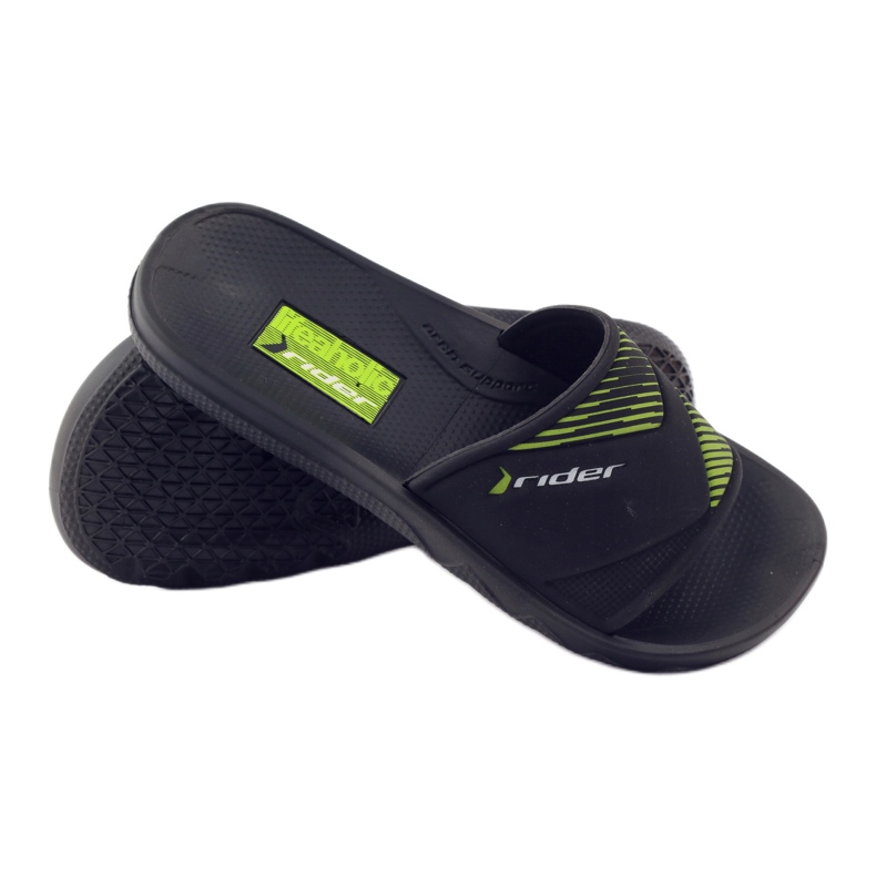 Pantofole per il tempo libero da bambino Rider nere nero verde 3