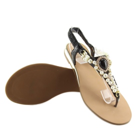 Sandali con perle nere D580 nere nero 1