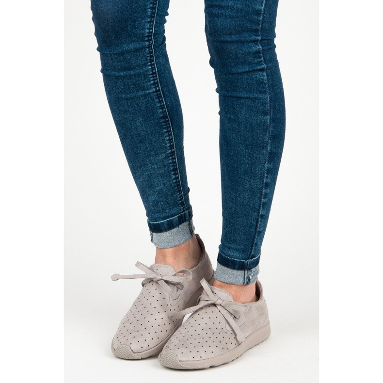 Kylie Slipons in pelle scamosciata traforati grigio 1