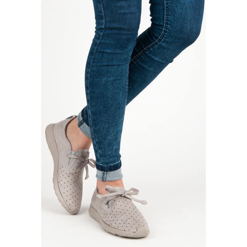 Kylie Slipons in pelle scamosciata traforati grigio 2
