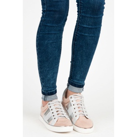 Kylie Scarpe da ginnastica alla moda allacciate rosa grigio 1