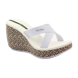 Ciabatte da donna Ipanema 82288 con zeppa bianco marrone verde 1