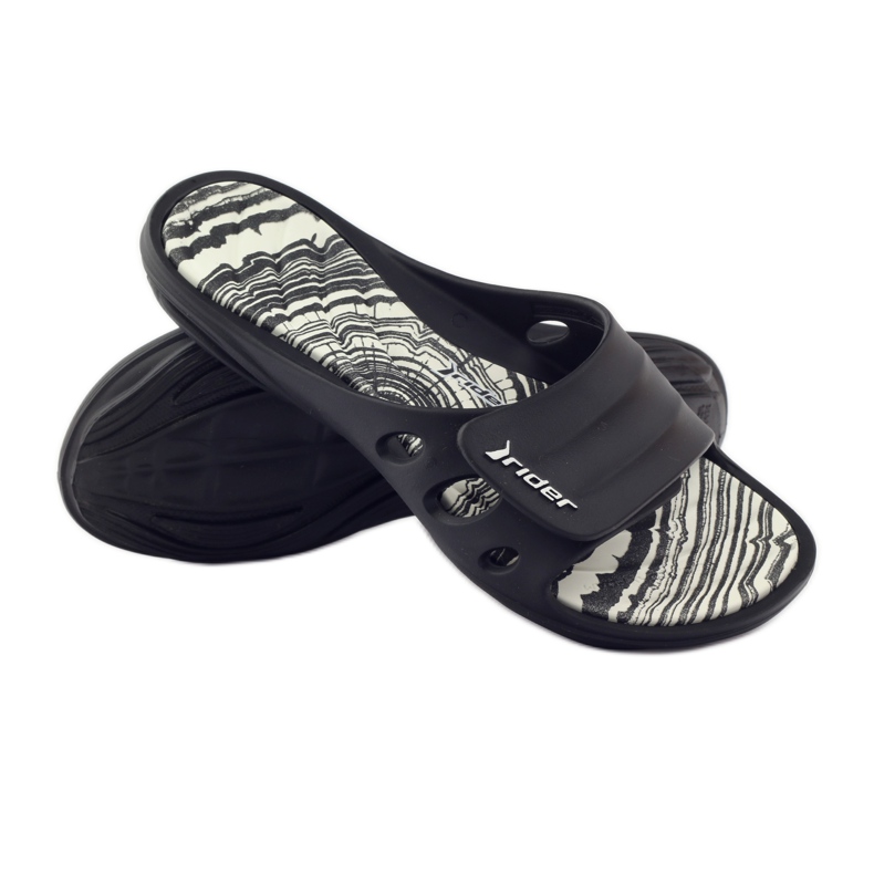 Ciabatte da piscina con velcro Rider 82213 nere bianca nero 3