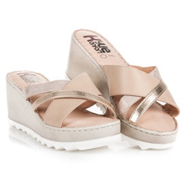 Kylie Ciabatte con zeppa marrone 1