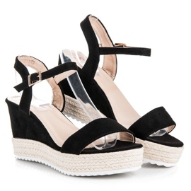Seastar Sandali espadrillas con zeppa nero 1