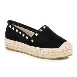 Coura Espadrillas in camoscio sulla piattaforma nero 1