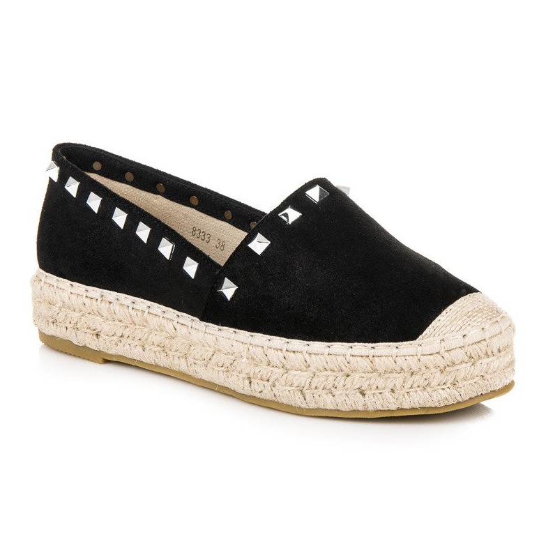 Coura Espadrillas in camoscio sulla piattaforma nero 1