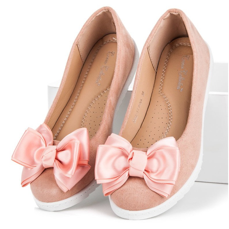 Comer Ballerine in camoscio con fiocco rosa 1