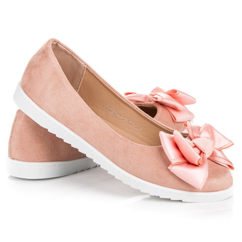 Comer Ballerine in camoscio con fiocco rosa 2