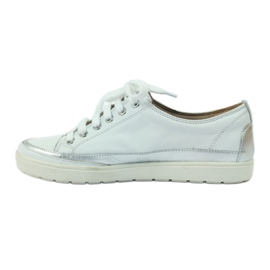 Sneakers sportive da donna Caprice 23654 in pelle bianca e argento grigio 3