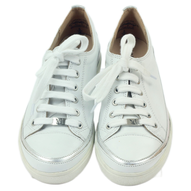 Sneakers sportive da donna Caprice 23654 in pelle bianca e argento bianco grigio 5