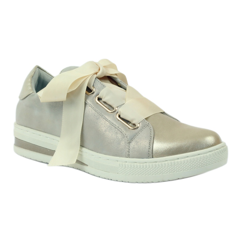 Scarpe Filippo sottopiede in pelle Creepers grigio d'oro 1