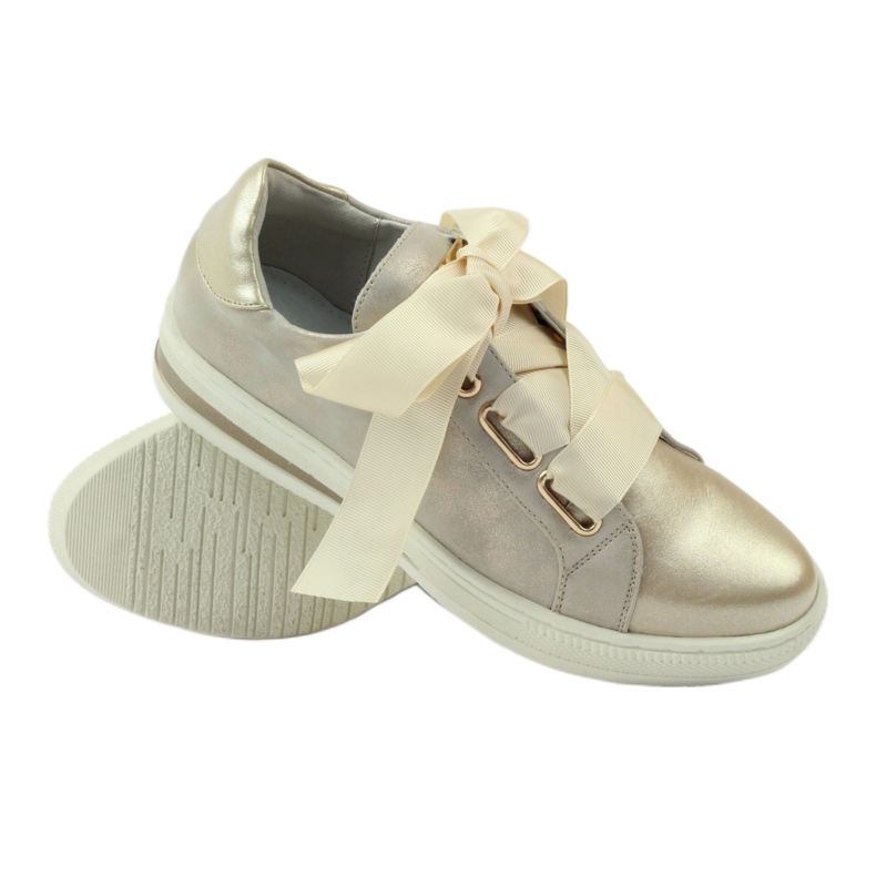 Scarpe Filippo sottopiede in pelle Creepers grigio d'oro 3