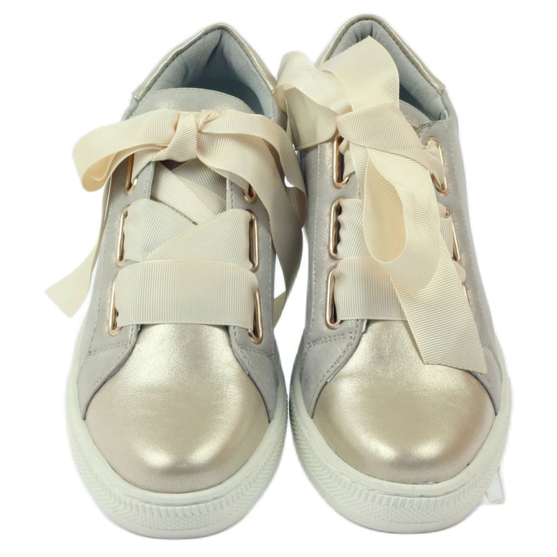 Scarpe Filippo sottopiede in pelle Creepers grigio d'oro 4