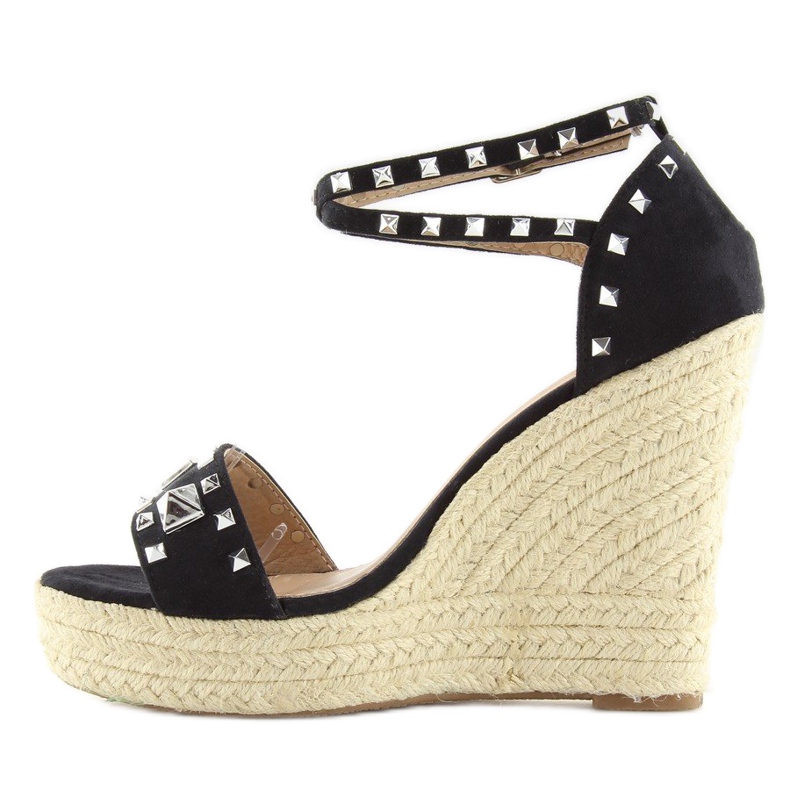 Espadrillas nere nere sulle zeppe nero 2