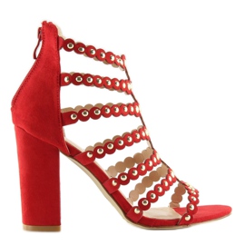 Sandali rossi a tacco alto con borchie rosse rosso 1