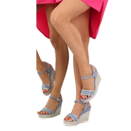 Sandali, espadrillas con zeppa, blu 6823 Blu 1