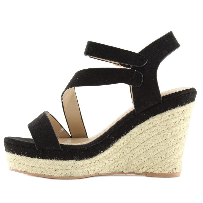 Espadrillas nere su zeppe, nere 333-8 nere nero 1