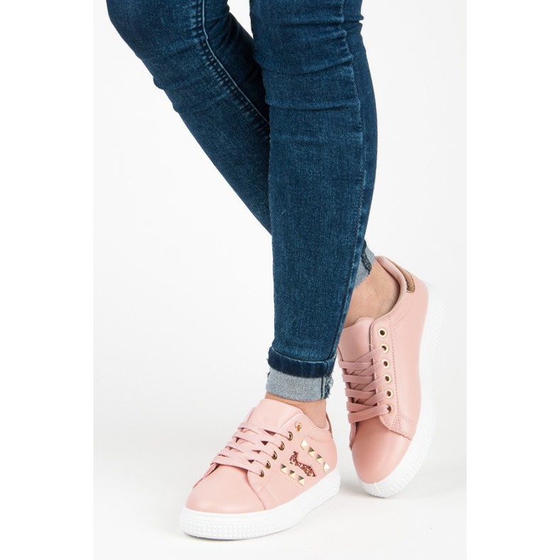 Sneaker alla moda con rilegatura rosa 1