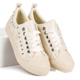 Sneakers beige con nastro 2