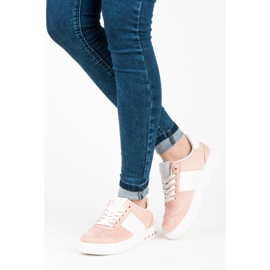 Sneakers sportive in camoscio bianca rosa 1
