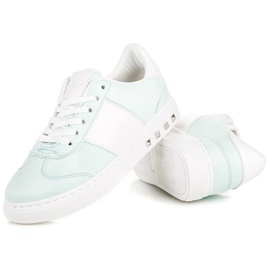 Sport Sneakers in pelle scamosciata bianca verde 2