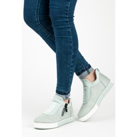 Ideal Shoes Sneakers in camoscio verde 2