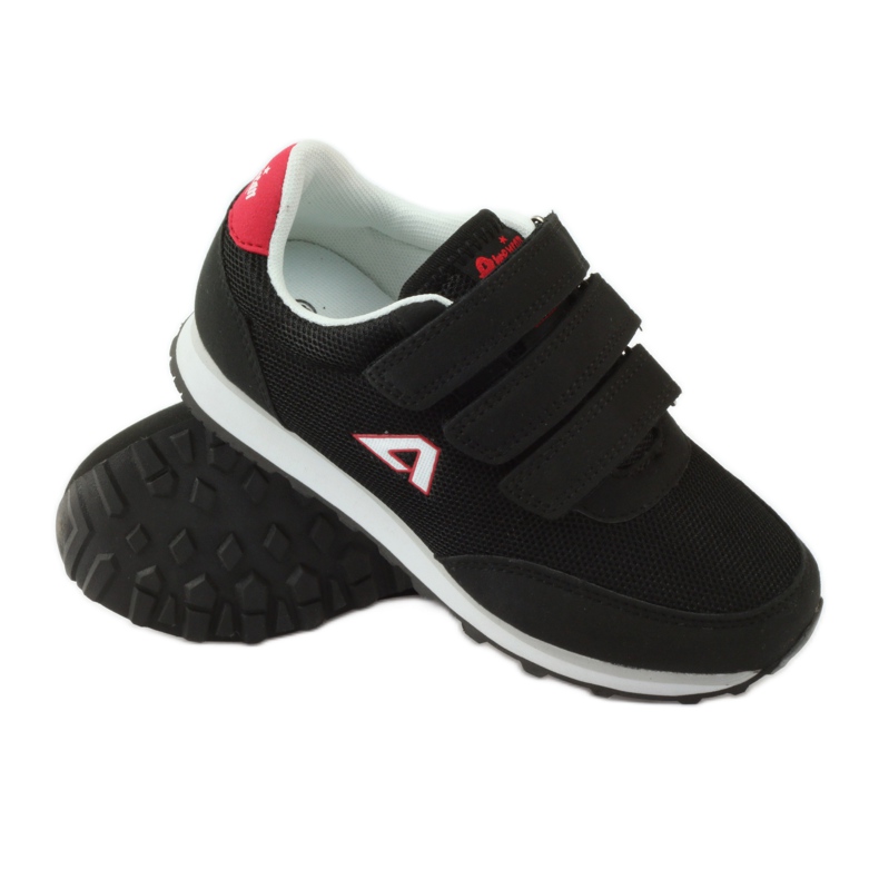 American Club Scarpe sportive Sneakers nere americane in velcro rosso nero 3