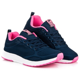 Ax Boxing Scarpe in tessuto blu navy rosa 1