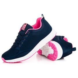 Ax Boxing Scarpe in tessuto blu navy rosa 2